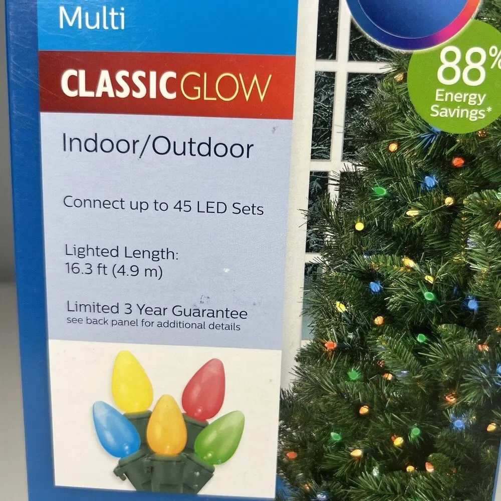 New Philips 50 C3 Lights Multi Classic Glow LED A5 Indoor Outdoor NIB